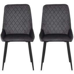 Seconique Avery Set of 2 Grey Velvet Dining Chair - Wilko - thumbnail 3