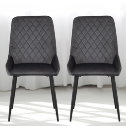 Seconique Avery Set of 2 Grey Velvet Dining Chair - Wilko - thumbnail 1