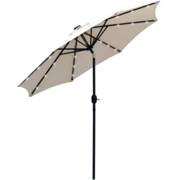 Outsunny Creamy White 24 Solar LED Parasol 2.7m - Size: 3m - Wilko