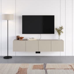 Decortie Combe 4 Door Sandstone Wall-Mounted TV Unit - Size: 38 x 180 x 35cm - Grey - Wilko - thumbnail 6