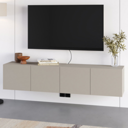 Decortie Combe 4 Door Sandstone Wall-Mounted TV Unit - Size: 38 x 180 x 35cm - Grey - Wilko - thumbnail 1