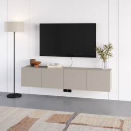 Decortie Combe 4 Door Sandstone Wall-Mounted TV Unit - Size: 38 x 180 x 35cm - Grey - Wilko - thumbnail 5