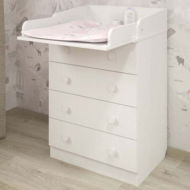 Shefa 600 4 Drawer White Kids Changing Dresser - Size: 92 x 60 x 48cm - Wilko - image 1