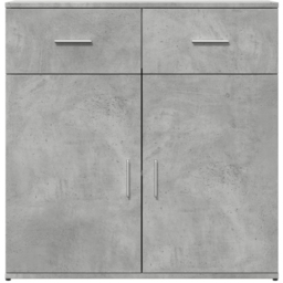 vidaXL 2 Door 2 Drawer Concrete Grey Wooden Sideboard - Size: 80 x 79 x 38cm - Wilko - thumbnail 5