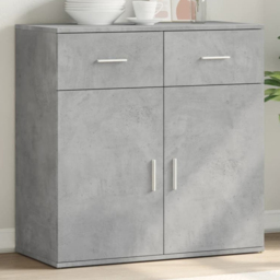 vidaXL 2 Door 2 Drawer Concrete Grey Wooden Sideboard - Size: 80 x 79 x 38cm - Wilko - thumbnail 1