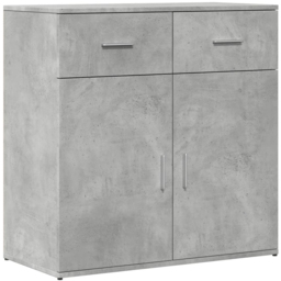 vidaXL 2 Door 2 Drawer Concrete Grey Wooden Sideboard - Size: 80 x 79 x 38cm - Wilko - thumbnail 3