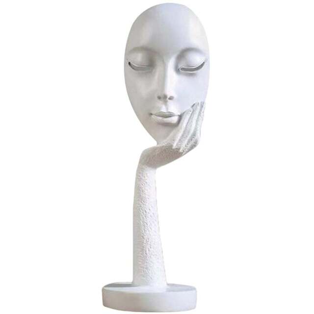 Living and Home Abstract White Resin Woman Face Statue 37cm - Size: 37 x 11.5 x 11.5cm - Wilko - image 1