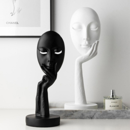 Living and Home Abstract White Resin Woman Face Statue 37cm - Size: 37 x 11.5 x 11.5cm - Wilko - thumbnail 3