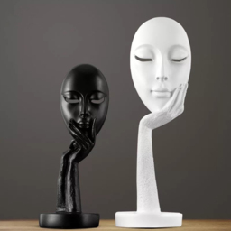 Living and Home Abstract White Resin Woman Face Statue 37cm - Size: 37 x 11.5 x 11.5cm - Wilko - thumbnail 4