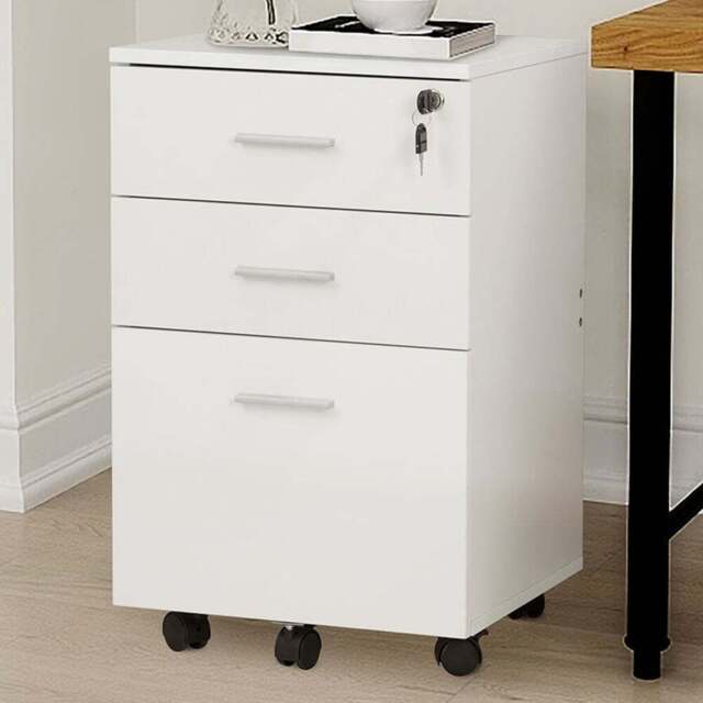 3 Drawer Wooden Filing Cabinet - White - Wilko - image 1