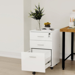 3 Drawer Wooden Filing Cabinet - White - Wilko - thumbnail 3