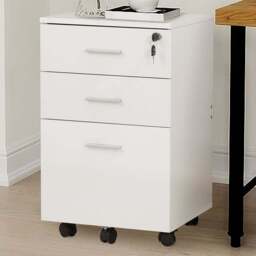 3 Drawer Wooden Filing Cabinet - White - Wilko