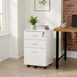 3 Drawer Wooden Filing Cabinet - White - Wilko - thumbnail 7