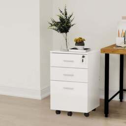 3 Drawer Wooden Filing Cabinet - White - Wilko - thumbnail 4