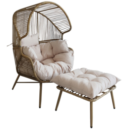 Home Republic Monaco Rattan Cream Lounge Chair with Footstool and Cushion - Size: 65 x 83 x 90cm - Homerepublic - Wilko - thumbnail 3