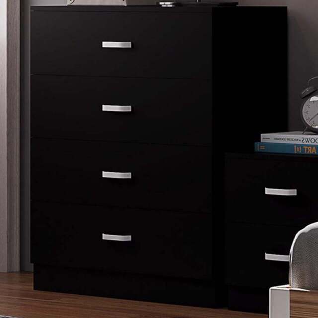 FWStyle Tunis 4 Drawer Matt Black Chest of Drawer - Wilko - image 1