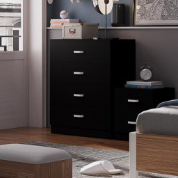 FWStyle Tunis 4 Drawer Matt Black Chest of Drawer - Wilko - thumbnail 6