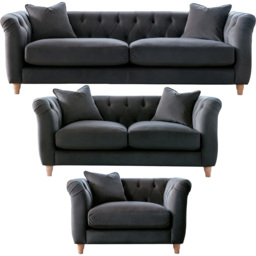 Elsie Chesterfield 6 Seater Midnight Blue Plush Velvet Sofa Suite - Wilko - thumbnail 3