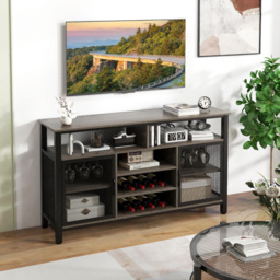 Costway Grey Buffet Sideboard with Wine Rack - Size: 140 x 40 x 84cm - Wilko - thumbnail 4