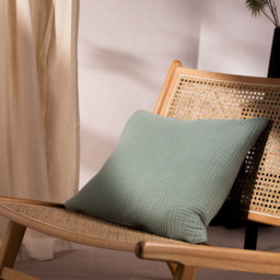 Yard Lark Eucalyptus Muslin Cotton Cushion - Size: 45 x 45 cm - Green - Yard Living - Wilko - thumbnail 3
