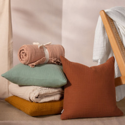 Yard Lark Eucalyptus Muslin Cotton Cushion - Size: 45 x 45 cm - Green - Yard Living - Wilko - thumbnail 6