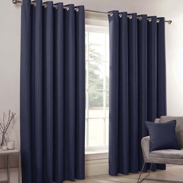Divante Hoxton Navy Blackout Eyelet Curtains 229 x 168cm - Size: W 228 x D 168cm - Wilko - image 1
