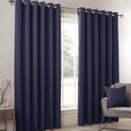Divante Hoxton Navy Blackout Eyelet Curtains 229 x 168cm - Size: W 228 x D 168cm - Wilko - thumbnail 1