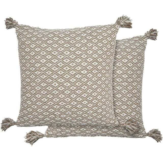 Serene Stockholm Taupe Cushion Cover 43 x 43cm - Cream - Wilko - image 1