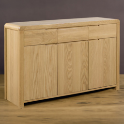Julian Bowen Curve 3 Drawer 3 Door Oak Sideboard - Wood - Wilko
