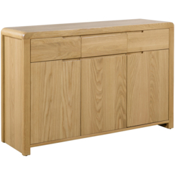 Julian Bowen Curve 3 Drawer 3 Door Oak Sideboard - Wood - Wilko - thumbnail 3