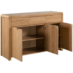 Julian Bowen Curve 3 Drawer 3 Door Oak Sideboard - Wood - Wilko - thumbnail 5