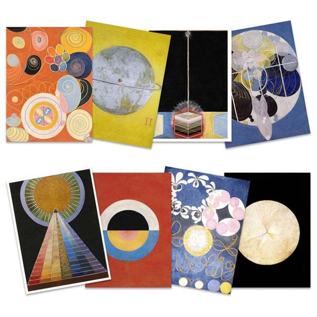 Wee Blue Coo Hilma Af Klint Modern Abstract Symbols Wall Art Print 30 x 41cm 8 Pack - Size: 40.5 x 30.5 x 0.3cm - Multi - Wilko - image 1