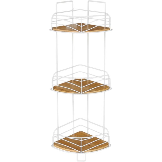 3 Tier Bamboo Corner Caddy White and Natural - Wilko - image 1