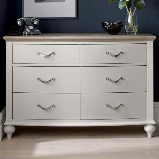 Bentley Designs Montreux 6 Drawer Grey Washed Oak and Soft Grey Wide Chest of Drawers - Wilko - image 1