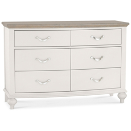 Bentley Designs Montreux 6 Drawer Grey Washed Oak and Soft Grey Wide Chest of Drawers - Wilko - thumbnail 3