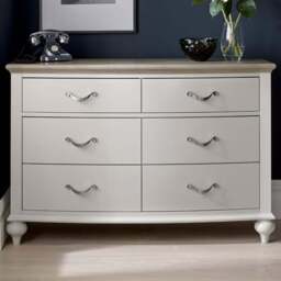 Bentley Designs Montreux 6 Drawer Grey Washed Oak and Soft Grey Wide Chest of Drawers - Wilko - thumbnail 1