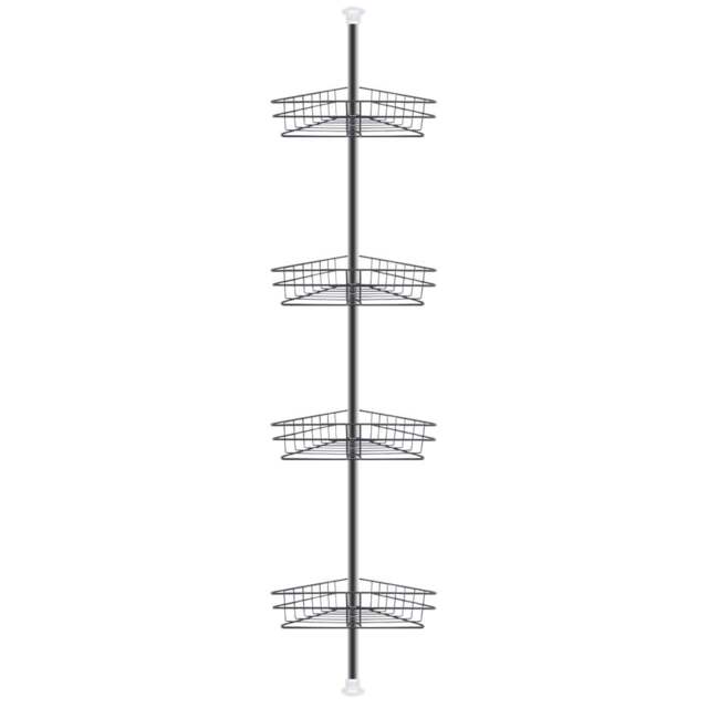 Living And Home 4 Tier Black Metal Bathroom Corner Storage Rack - Size: 22 x 31 x 6cm - Wilko - image 1