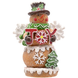 The Seasonal Gift Co. Santa and Friends JOY Icing Snowman LED Christmas Decoration 21cm - Size: 20.5 x 15 x 10cm - Brown - Wilko - thumbnail 3