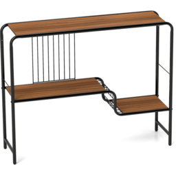 Costway 2 Tier Metal Frame Console Table with Storage Shelf - Size: 99 x 27 x 79cm - Brown - Wilko - thumbnail 3