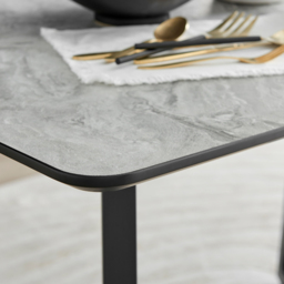 Furniturebox Copeland Valera Marble Effect 4 Seater Dining Set White Mustard and Chrome - Yellow - Wilko - thumbnail 6