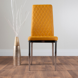 Furniturebox Copeland Valera Marble Effect 4 Seater Dining Set White Mustard and Chrome - Yellow - Wilko - thumbnail 5