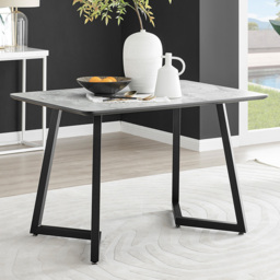 Furniturebox Copeland Valera Marble Effect 4 Seater Dining Set White Mustard and Chrome - Yellow - Wilko - thumbnail 3