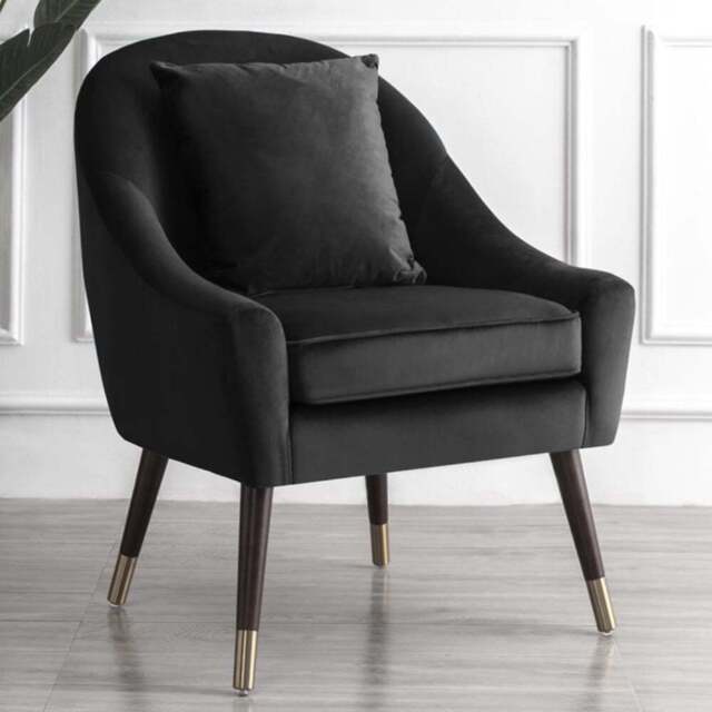 Artemis Home Octavia Black Velvet Accent Chair - Size: Single - Wilko - image 1