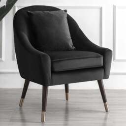 Artemis Home Octavia Black Velvet Accent Chair - Size: Single - Wilko - thumbnail 1