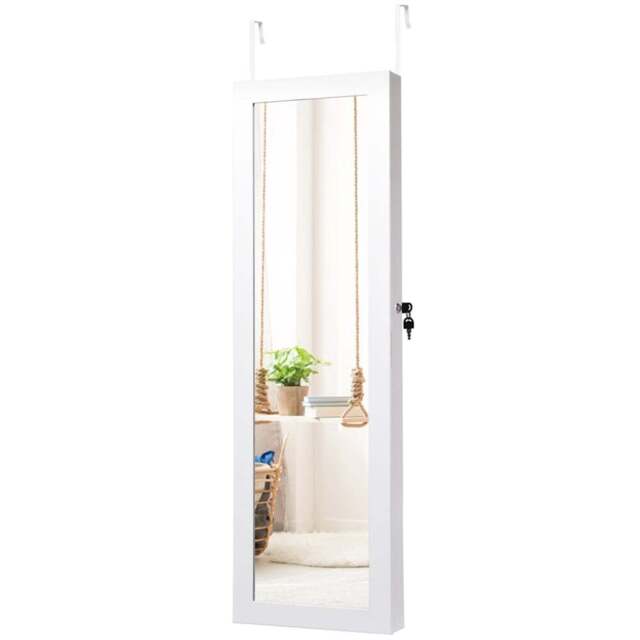 Costway White LED Mirror Jewellery Cabinet - Size: 132 x 44cm - Wilko - image 1