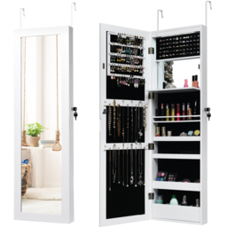Costway White LED Mirror Jewellery Cabinet - Size: 132 x 44cm - Wilko - thumbnail 3