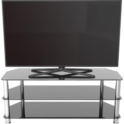 AVF Classic Black and Chrome Glass Corner TV Unit - Size: 42 x 125 x 50cm - Multi - Wilko - thumbnail 6