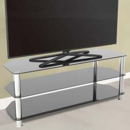 AVF Classic Black and Chrome Glass Corner TV Unit - Size: 42 x 125 x 50cm - Multi - Wilko