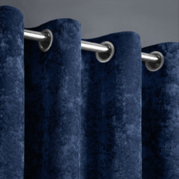 Intimates Navy Blue Plain Crushed Velvet Curtains 229X229cm - Size: W 229 x D 229cm - Wilko - thumbnail 3