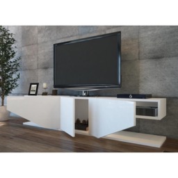 Decorotika Incia 2 Shelf 3 Door White High Gloss Modern TV Unit - Size: 40 x 180 x 30cm - Wilko - thumbnail 4